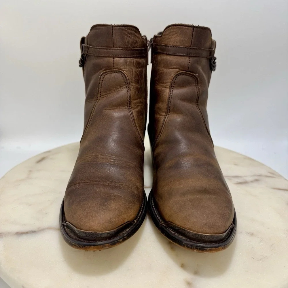 Durango RD864 Low Side Zip cowboy Brown Leather Ankle Boots Shoes Women's 6 M